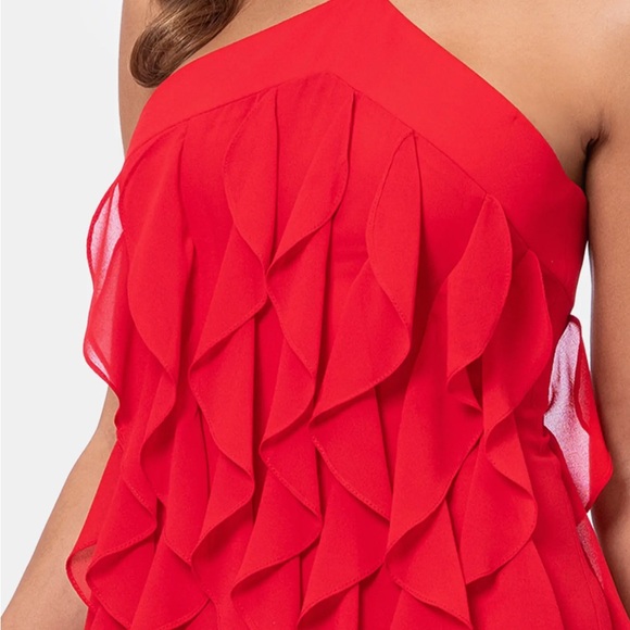 XSCAPE Women’s Corkscrew Ruffle Chiffon Gown Size 16 - Picture 5 of 6